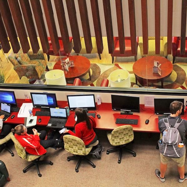 Students working on computers