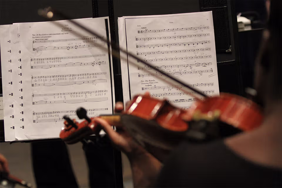 Sheet music and violin