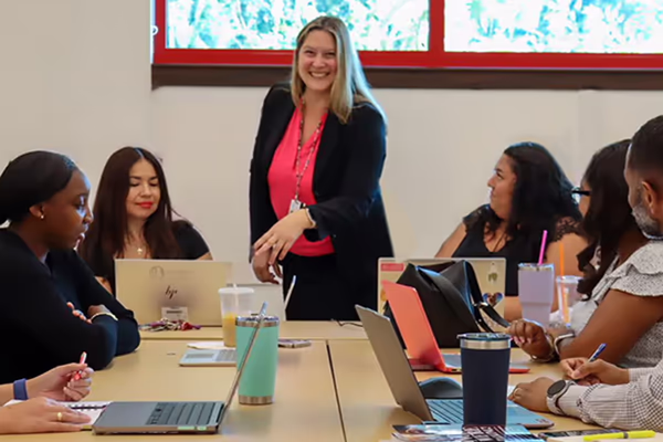 Education faculty leading class