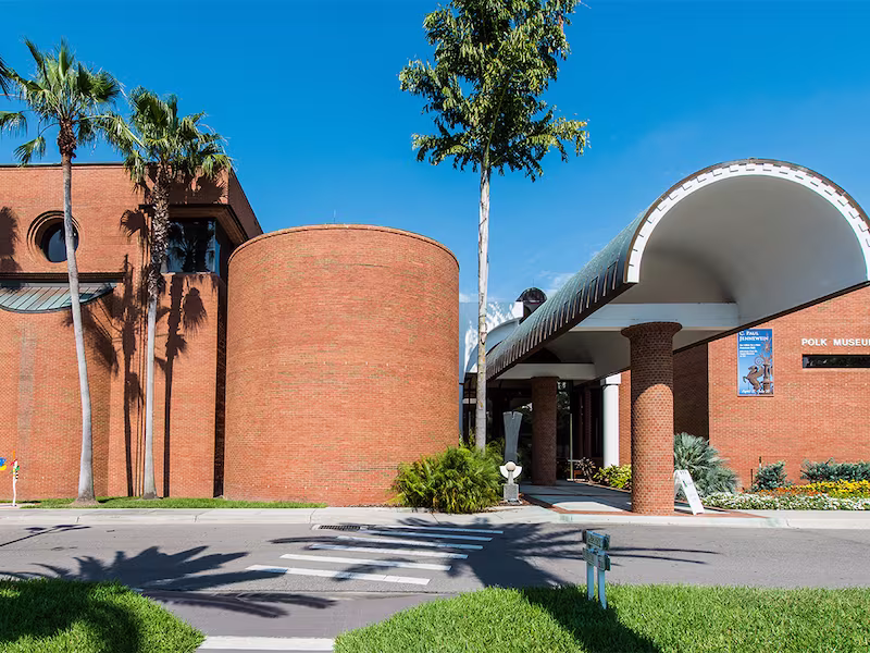 The Polk Museum of Art building exterior, now known as The Ashley Gibson Barnett Museum of Art