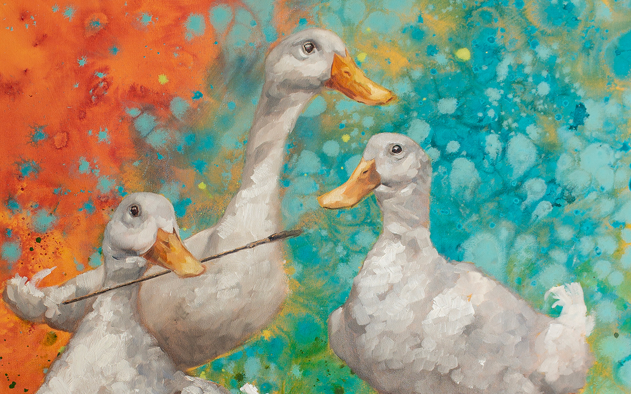 Oil painting of ducks