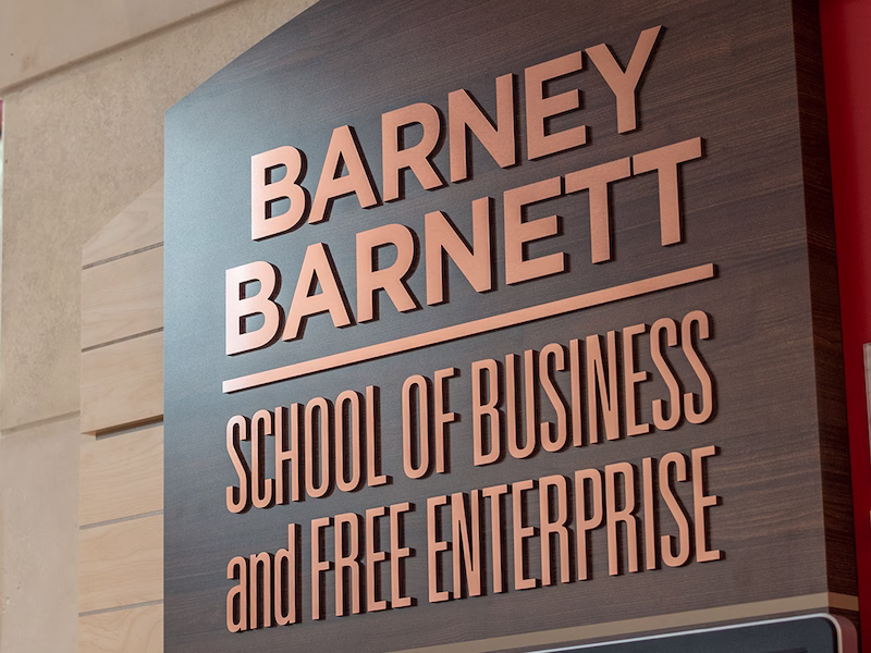 Barnett School of Business and Enterprise sign