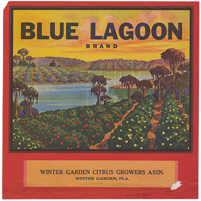 Blue Lagoon Citrus Crate Label