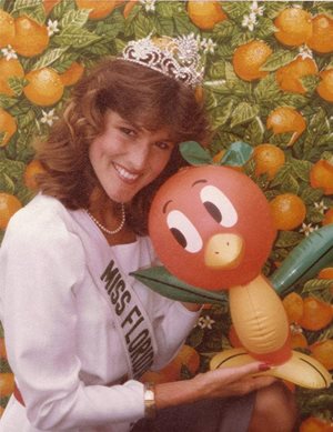 Lori Scirard Grubb with an inflatable Orange Bird