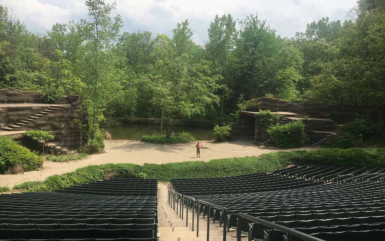 Theatre Student, Zachary Holmer '19, at Tecumseh Outdoor Theatre in Ohio, where he is working as a performer this summer.