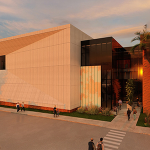 Digital rendering of the expansion of the Polk Museum of Art, set to be completed in Fall 2024.