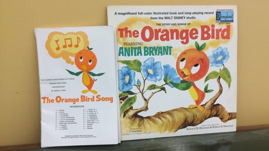 A magnificent full-color illustrated book and long-playing record from the Walt Disney studio. The story and songs of The Orange Bird, starring Anita Bryant